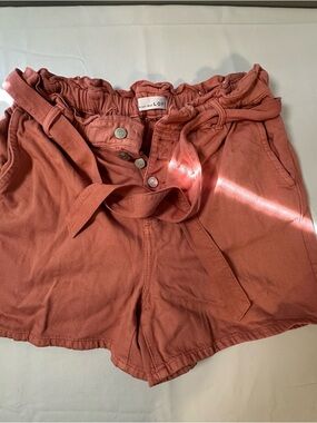 LOF Rust Paperbag Tie-Waist High-Rise Shorts
